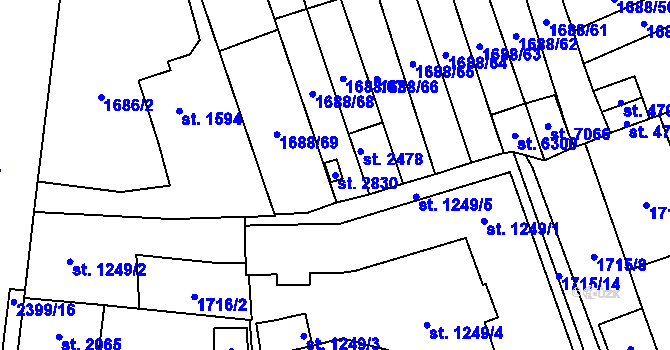 Parcela st. 2830 v KÚ Cheb, Katastrální mapa