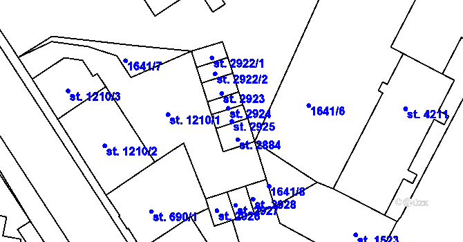 Parcela st. 2925 v KÚ Cheb, Katastrální mapa