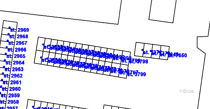 Parcela st. 2992 v KÚ Cheb, Katastrální mapa