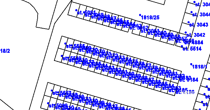 Parcela st. 3073 v KÚ Cheb, Katastrální mapa