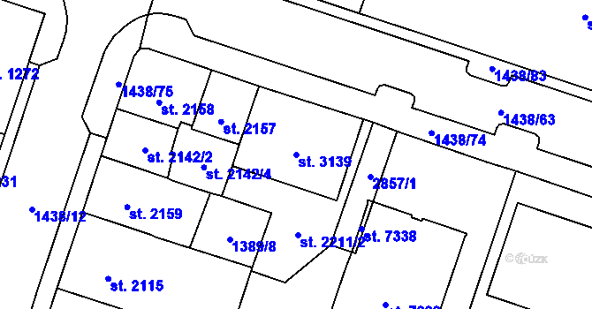 Parcela st. 3139 v KÚ Cheb, Katastrální mapa