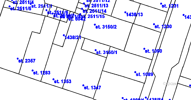 Parcela st. 3150/1 v KÚ Cheb, Katastrální mapa