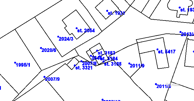 Parcela st. 3183 v KÚ Cheb, Katastrální mapa