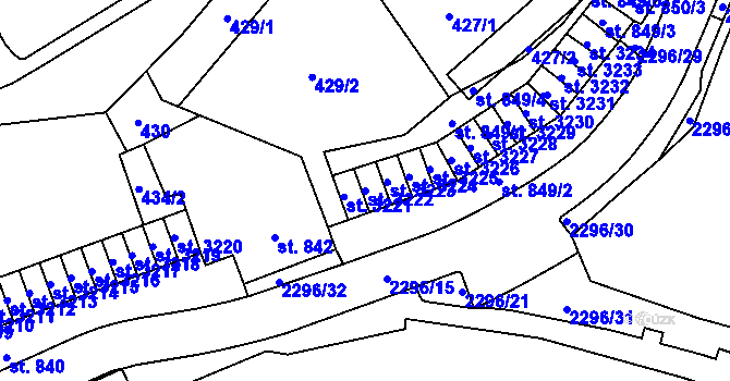 Parcela st. 3222 v KÚ Cheb, Katastrální mapa
