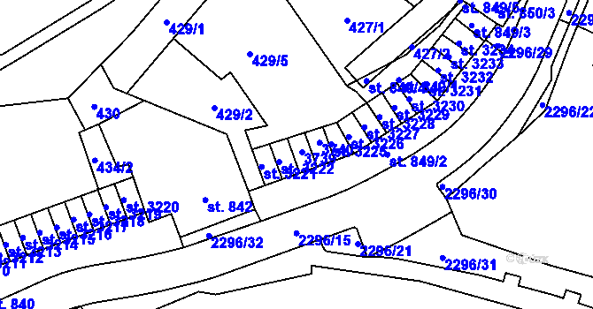 Parcela st. 3223 v KÚ Cheb, Katastrální mapa