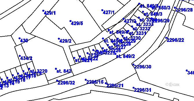 Parcela st. 3225 v KÚ Cheb, Katastrální mapa