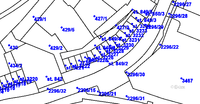 Parcela st. 3227 v KÚ Cheb, Katastrální mapa