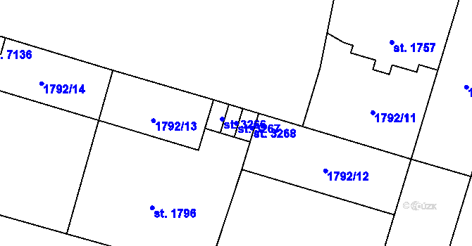 Parcela st. 3267 v KÚ Cheb, Katastrální mapa
