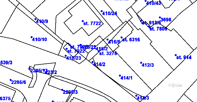 Parcela st. 3278 v KÚ Cheb, Katastrální mapa
