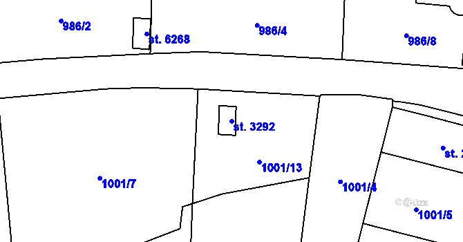Parcela st. 3292 v KÚ Cheb, Katastrální mapa