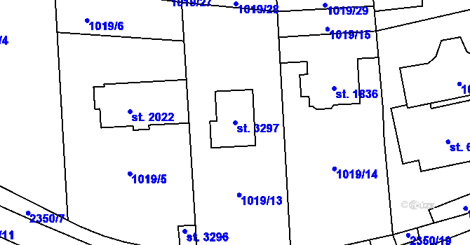 Parcela st. 3297 v KÚ Cheb, Katastrální mapa