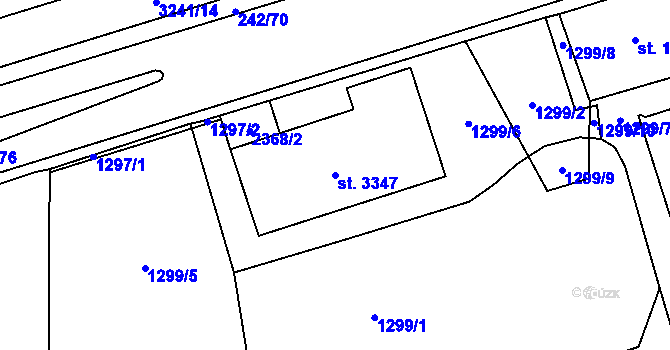 Parcela st. 3347 v KÚ Cheb, Katastrální mapa