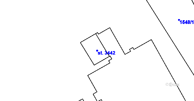 Parcela st. 3442 v KÚ Cheb, Katastrální mapa