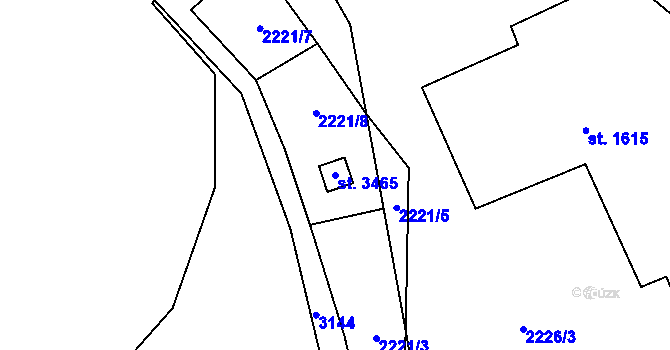 Parcela st. 3465 v KÚ Cheb, Katastrální mapa