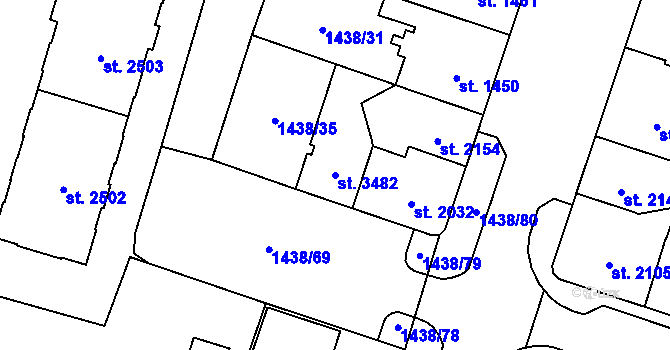 Parcela st. 3482 v KÚ Cheb, Katastrální mapa