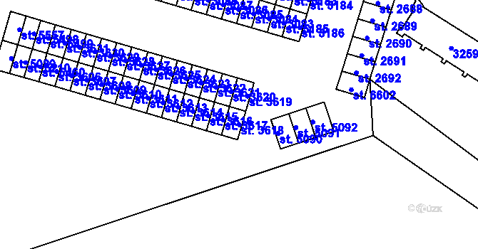 Parcela st. 3618 v KÚ Cheb, Katastrální mapa