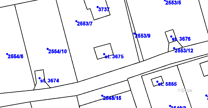 Parcela st. 3675 v KÚ Cheb, Katastrální mapa