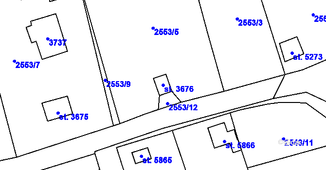 Parcela st. 3676 v KÚ Cheb, Katastrální mapa