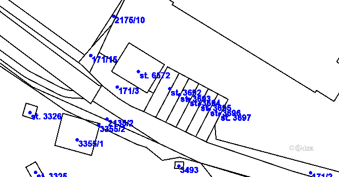 Parcela st. 3692 v KÚ Cheb, Katastrální mapa