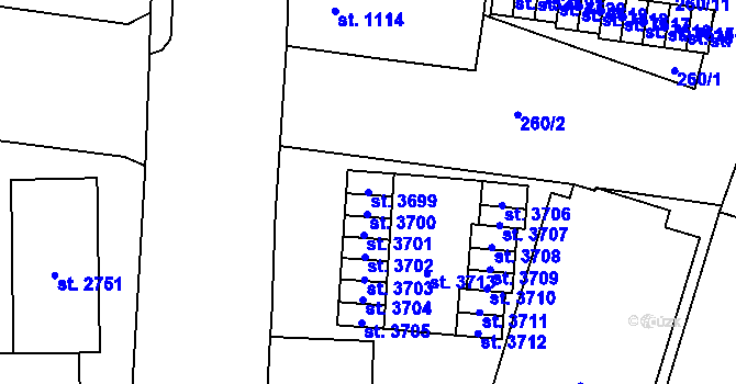 Parcela st. 3699 v KÚ Cheb, Katastrální mapa