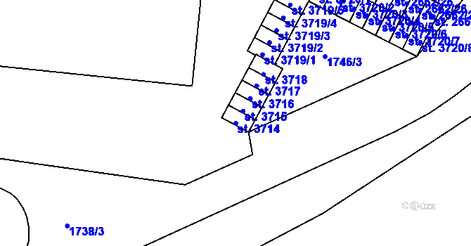 Parcela st. 3714 v KÚ Cheb, Katastrální mapa