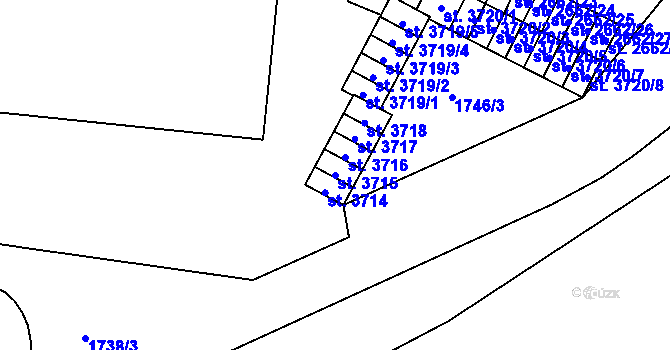 Parcela st. 3715 v KÚ Cheb, Katastrální mapa