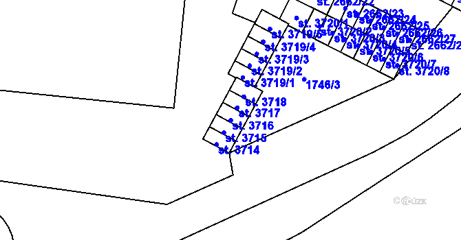 Parcela st. 3716 v KÚ Cheb, Katastrální mapa