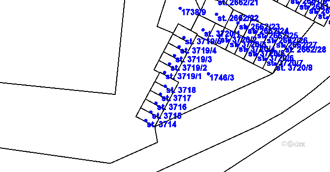 Parcela st. 3718 v KÚ Cheb, Katastrální mapa
