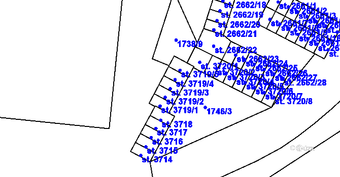 Parcela st. 3719/3 v KÚ Cheb, Katastrální mapa