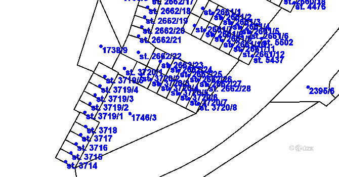 Parcela st. 3720/5 v KÚ Cheb, Katastrální mapa