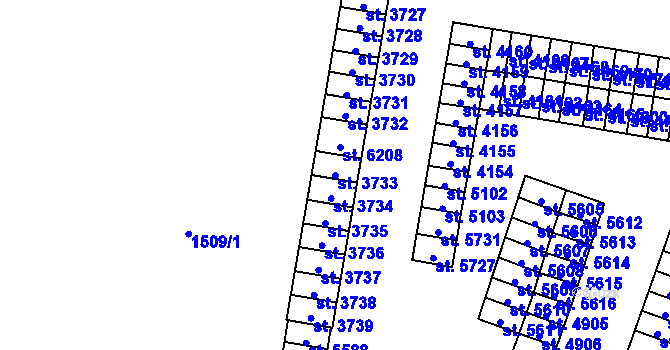 Parcela st. 3733 v KÚ Cheb, Katastrální mapa