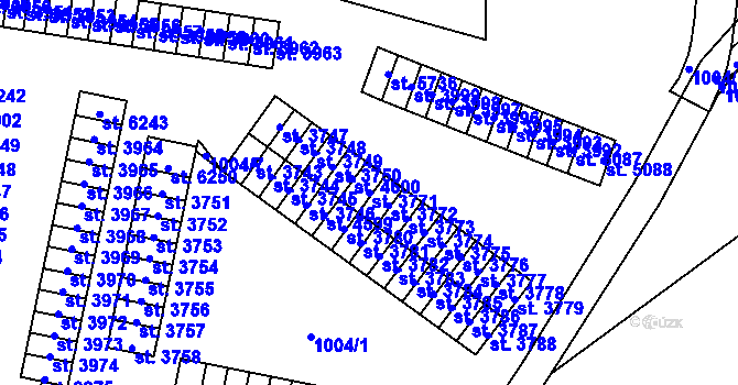Parcela st. 3771 v KÚ Cheb, Katastrální mapa