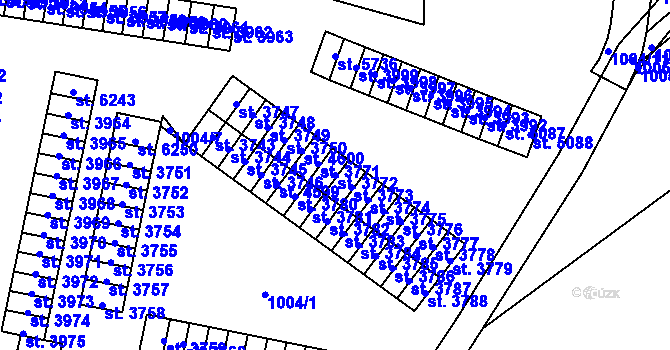 Parcela st. 3772 v KÚ Cheb, Katastrální mapa