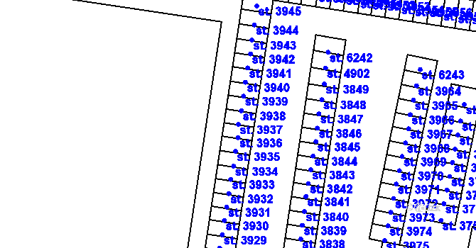 Parcela st. 3937 v KÚ Cheb, Katastrální mapa