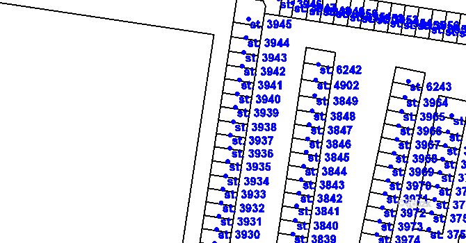 Parcela st. 3938 v KÚ Cheb, Katastrální mapa