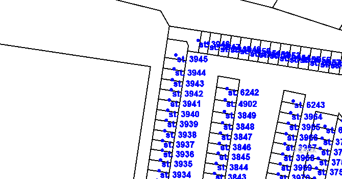 Parcela st. 3942 v KÚ Cheb, Katastrální mapa