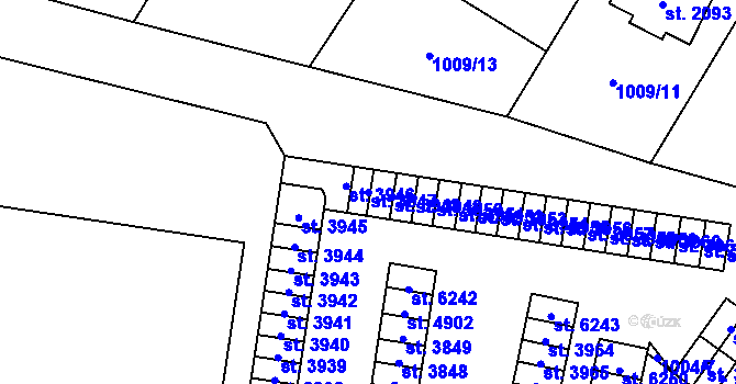 Parcela st. 3947 v KÚ Cheb, Katastrální mapa