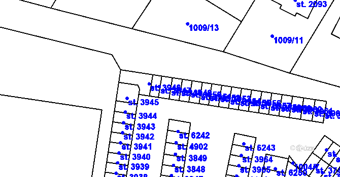 Parcela st. 3948 v KÚ Cheb, Katastrální mapa