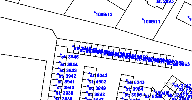 Parcela st. 3950 v KÚ Cheb, Katastrální mapa