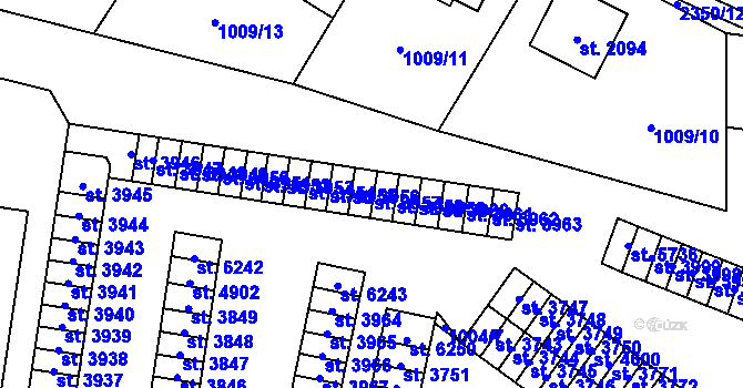 Parcela st. 3957 v KÚ Cheb, Katastrální mapa