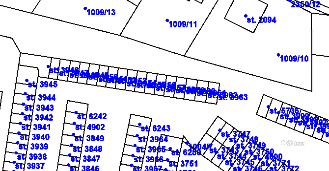 Parcela st. 3958 v KÚ Cheb, Katastrální mapa