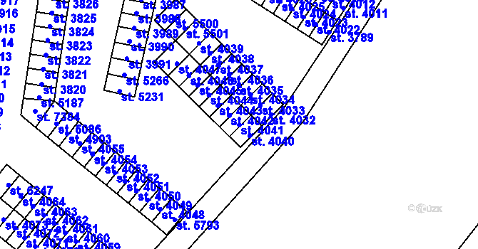 Parcela st. 4041 v KÚ Cheb, Katastrální mapa