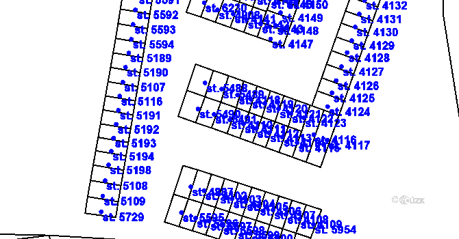 Parcela st. 4110 v KÚ Cheb, Katastrální mapa