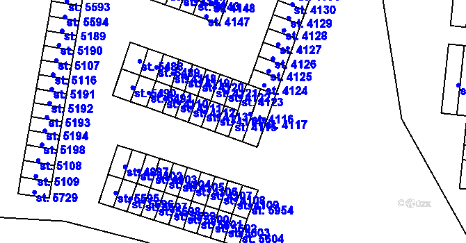 Parcela st. 4115 v KÚ Cheb, Katastrální mapa