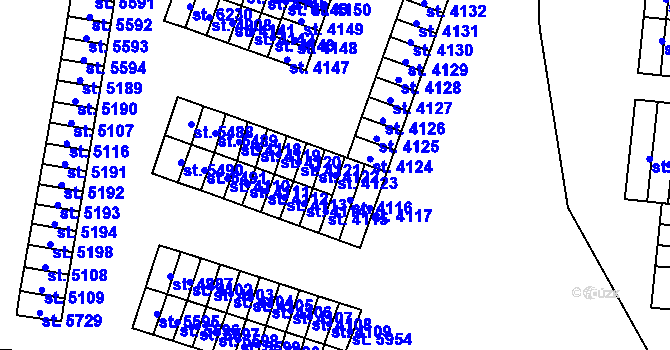 Parcela st. 4123 v KÚ Cheb, Katastrální mapa