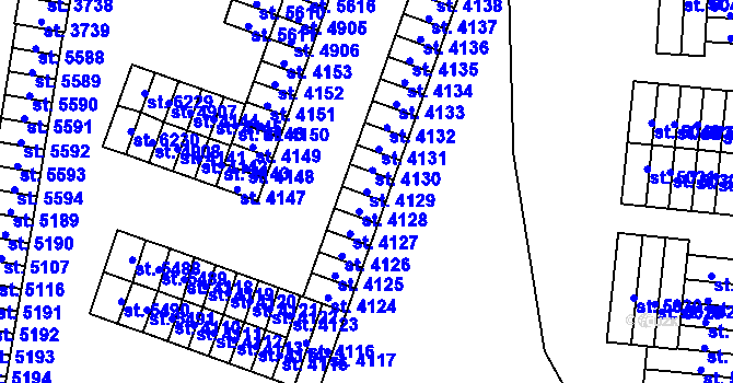 Parcela st. 4129 v KÚ Cheb, Katastrální mapa