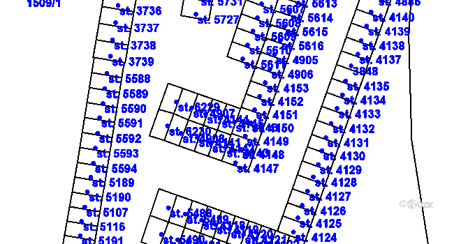 Parcela st. 4146 v KÚ Cheb, Katastrální mapa