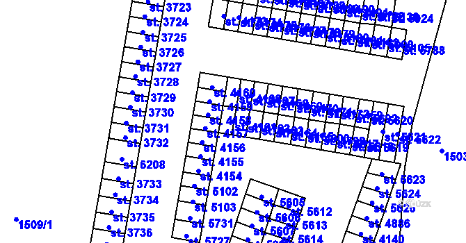Parcela st. 4161 v KÚ Cheb, Katastrální mapa
