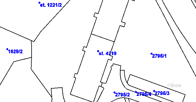 Parcela st. 4219 v KÚ Cheb, Katastrální mapa
