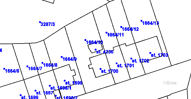 Parcela st. 4236 v KÚ Cheb, Katastrální mapa